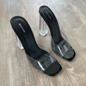 Clear Heeled Mules
